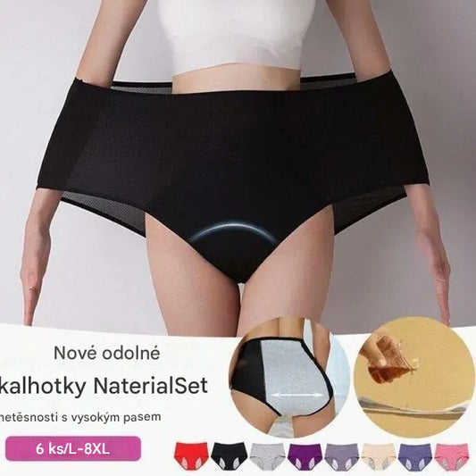 🔥🩲【L-8XL】【6 kusů】2025 nové stylové dámské čisté bavlněné pohodlné prodyšné spodní prádlo s vysokým pasem -4074681