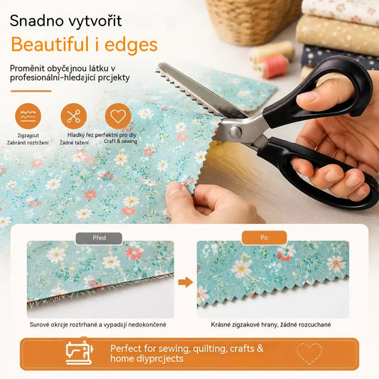 ✂️ Kupte 1 a získejte 1 zdarma ✂️ Profesionální vroubkované nůžky – Ostré vroubkované nůžky na látku ✨ Platba na dobírku