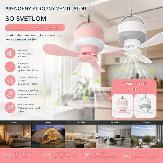 ⏰ Časově omezená nabídka: Nabíjecí stropní ventilátor s LED světlem!