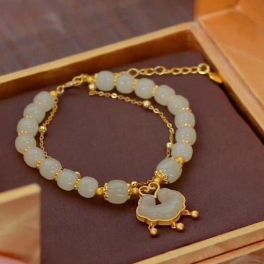 ✨Nový náramek z hetianského nefritu 14K zlata
