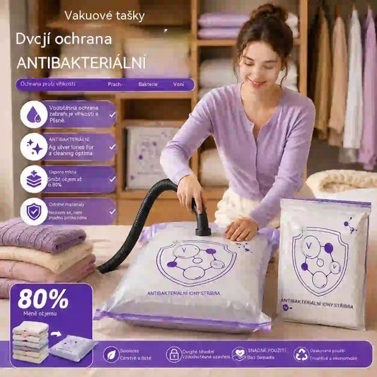 ✨(5 kusů)💨 Velký, stlačitelný vakuový úložný sáček: není potřeba pumpička, nepropustný a ideální pro úsporu místa v kufrech i doma ✈️