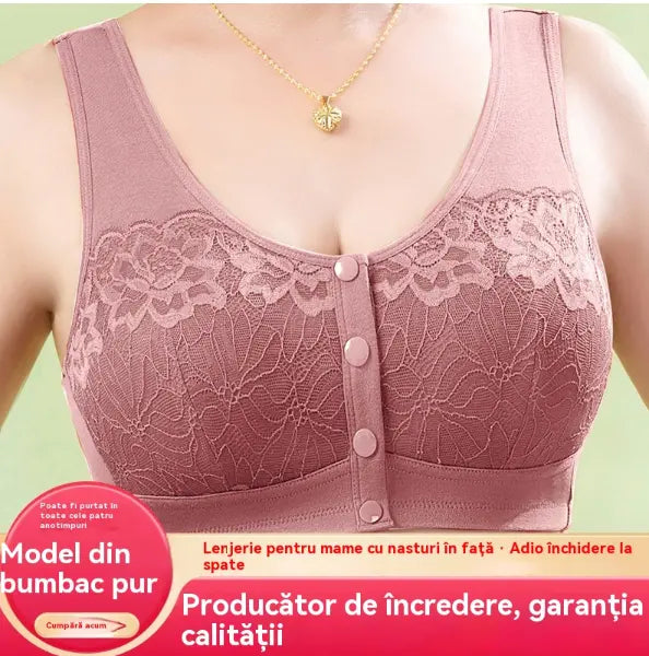 😍【Balení 3 kusů】Dámská bezešvá krajková podprsenka, pohodlné zapínání vpředu 😍【40-100 kg】