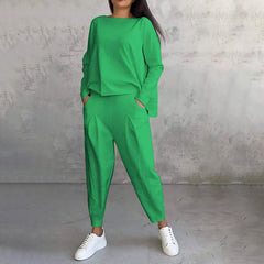 [S-5XL ]💖[Top + Kalhoty] Módní dvoudílná souprava, jednobarevné ležérní a trendy dámské oblečení, příjemná látka z čisté bavlny-Z