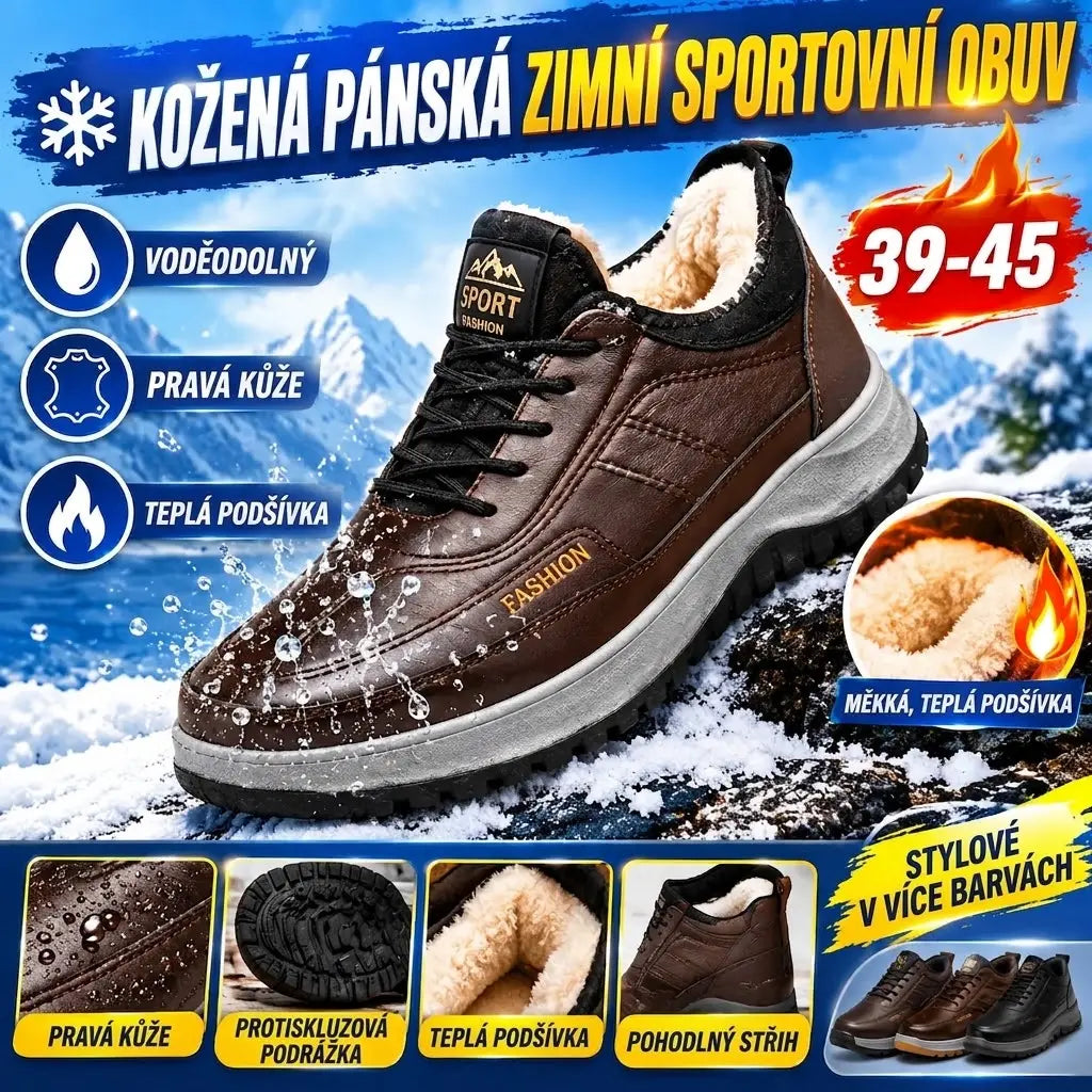 🏆🔥【39-45】Pánská zimní ležérní sportovní obuv 2026, pravá kůže, nepromokavá, měkká podrážka a samet