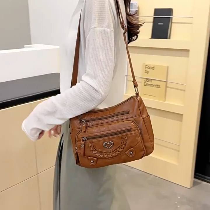 Měkká PU crossbody taška pro ženy – více kapes pro perfektní organizaci