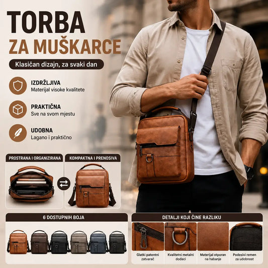 🔥Nová akce 50% sleva 👜 Moderní a ležérní kožená taška pro muže, velká kapacita