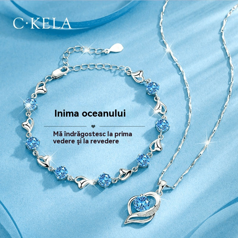 ✨💎 Sada náramků ze stříbra Heart of the Ocean 925 + náhrdelník