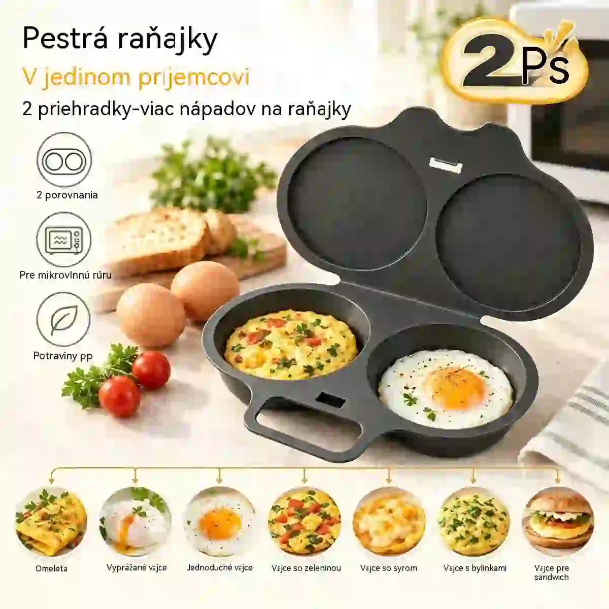 🎁2 kusy za 480Kč💥Vajíčkový hrnec do mikrovlnky: dvojitý, nepřilnavý a snadno se čistí.