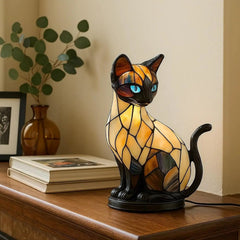 🐱Stolní lampa ve tvaru kočky, retro noční světlo z barevné pryskyřice s kočičím motivem