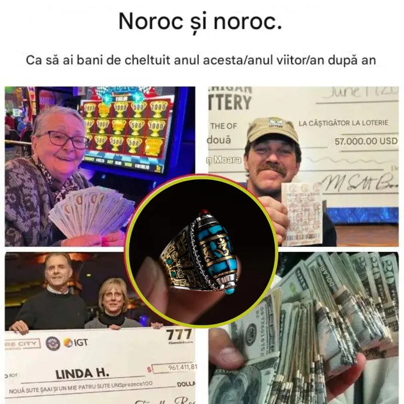 Šestimístný prsten z tyrkysového mantra 925 mincovního stříbra (nastavitelná velikost otevírání)