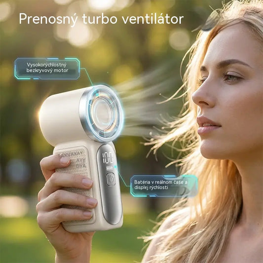 Kapesní mini ventilátor s turbomotorem, silný vítr, přenosný na cesty a kempování