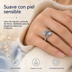 Poslední den! 50% sleva na prsten s květinou z měsíčního kamene ve vintage stylu. Nastavitelný střih. Nadčasová elegance.