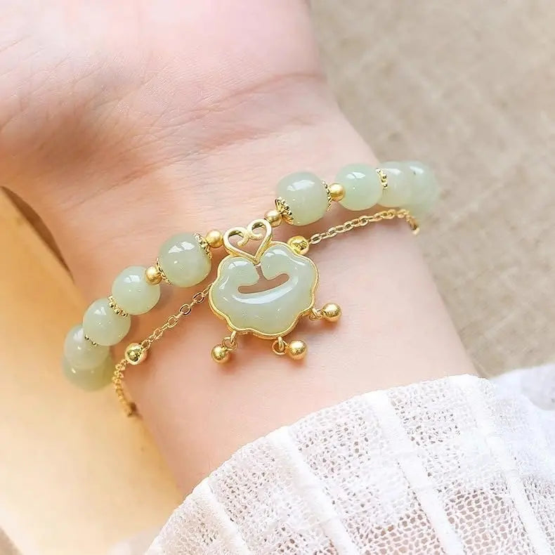✨Nový náramek z hetianského nefritu 14K zlata