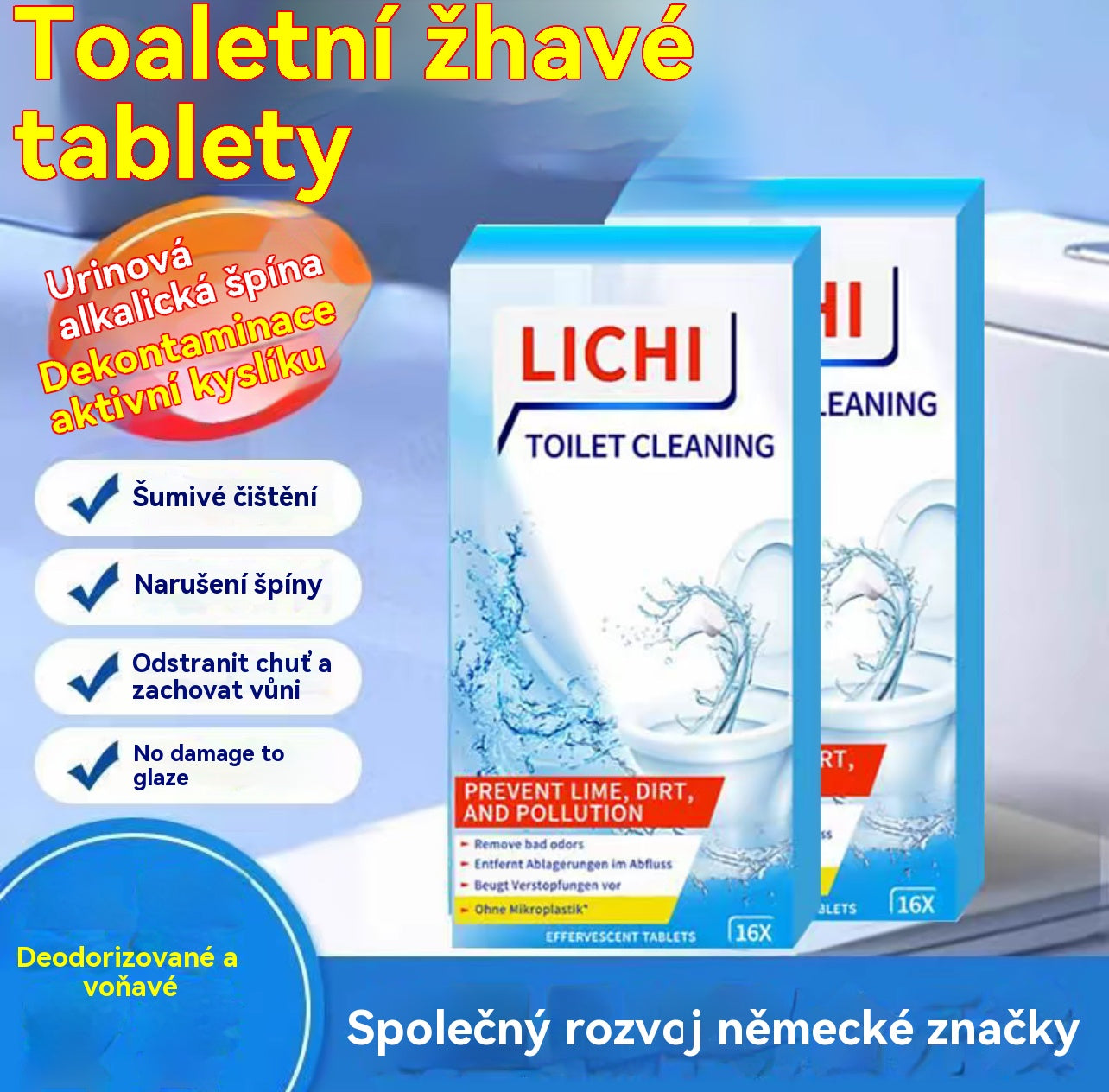 【3 krabice】16 tablet v krabici, silná čisticí pěna na toalety