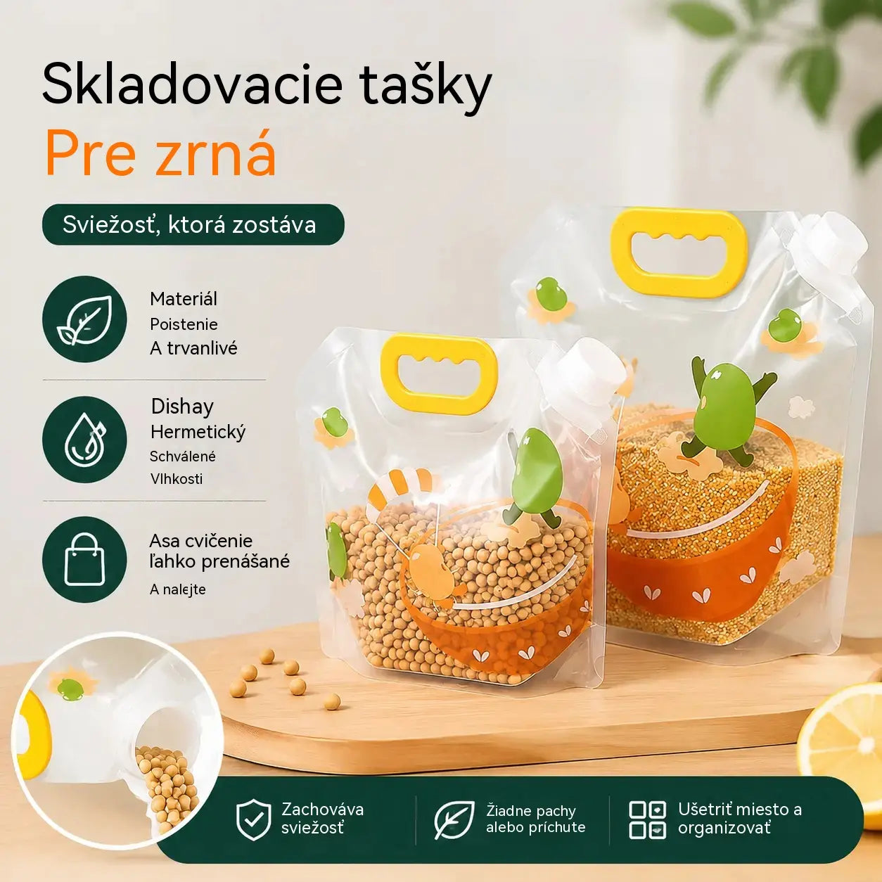 📢📢 Sleva 50 %! 5dílná sada (včetně trychtýře) ⏰ Víceúčelové sáčky na potraviny, odolné proti hmyzu a vlhkosti.