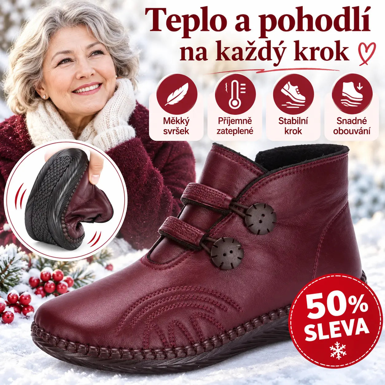 🔥 50% SLEVA | Dámské zateplené kožené kotníkové boty [35–40] – Teplé, pohodlné a protiskluzové na podzim i zimu