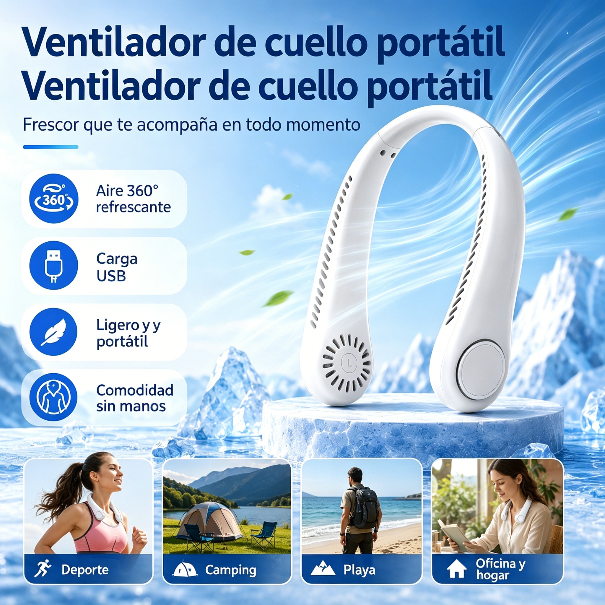 💨 Ventilátor klimatizace - Extrémně tichý, přenosný a otočný o 360° - Ideální na léto 🌞