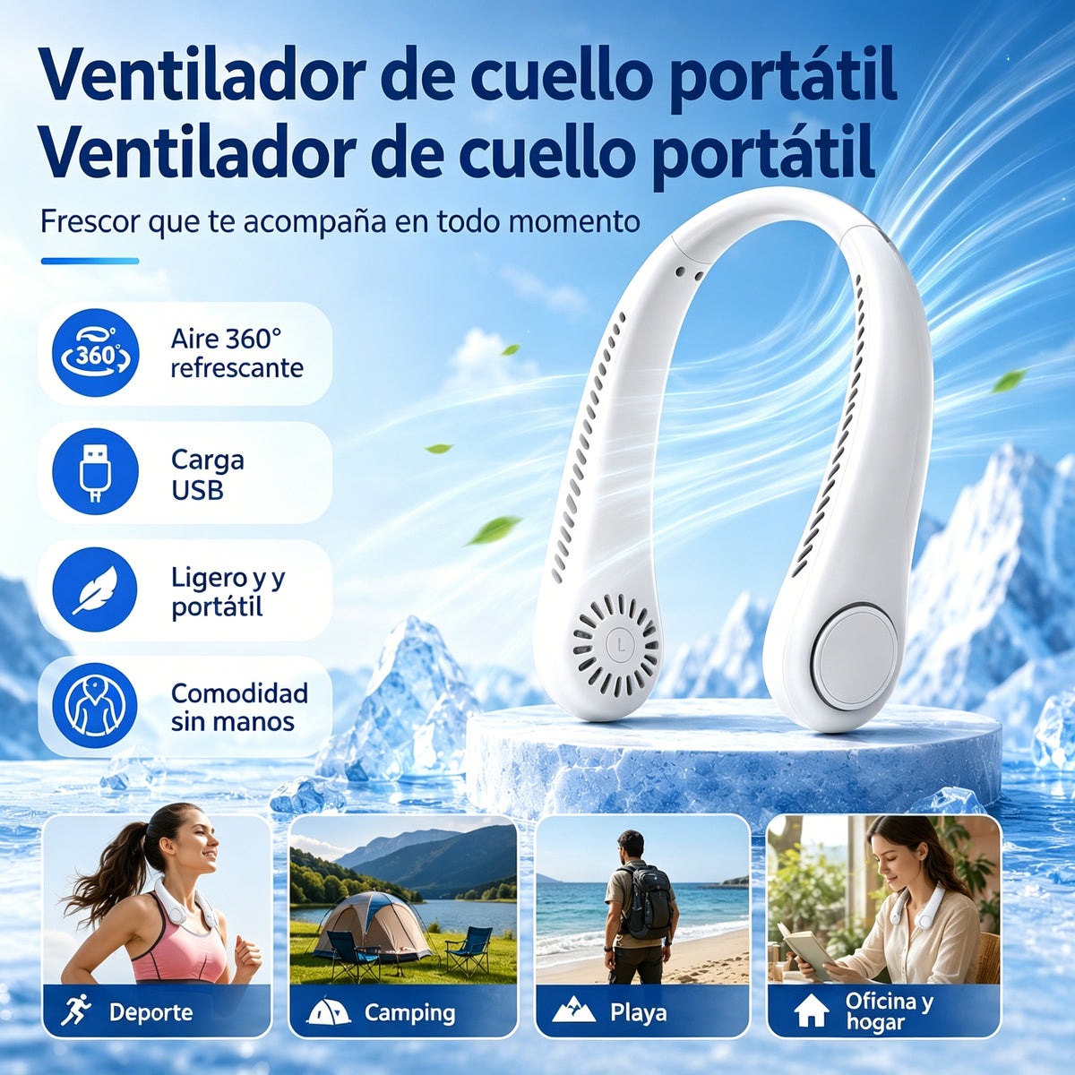 💨 Ventilátor klimatizace - Extrémně tichý, přenosný a otočný o 360° - Ideální na léto 🌞