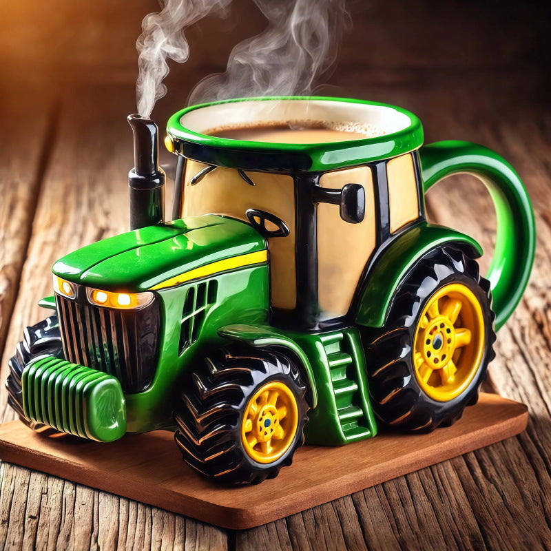 ☕Retro šálek kávy ve tvaru zemědělského traktoru
