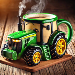 ☕Retro šálek kávy ve tvaru zemědělského traktoru