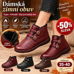 🔥 50% SLEVA | Dámské zateplené kožené kotníkové boty [35–40] – Teplé, pohodlné a protiskluzové na podzim i zimu