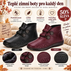 🔥 50% SLEVA | Dámské zateplené kožené kotníkové boty [35–40] – Teplé, pohodlné a protiskluzové na podzim i zimu
