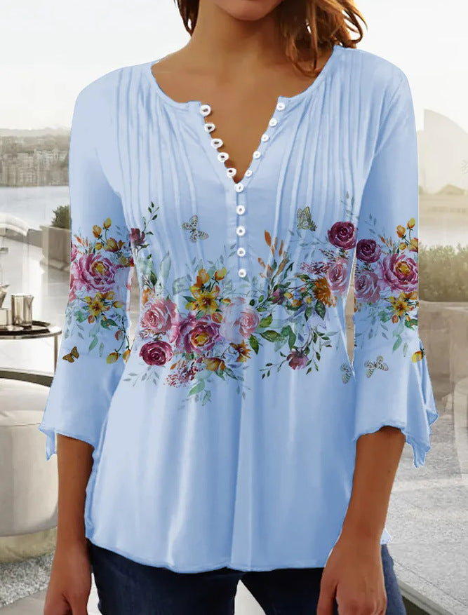 [S-5XL] Módní dámské tričko s výstřihem do V