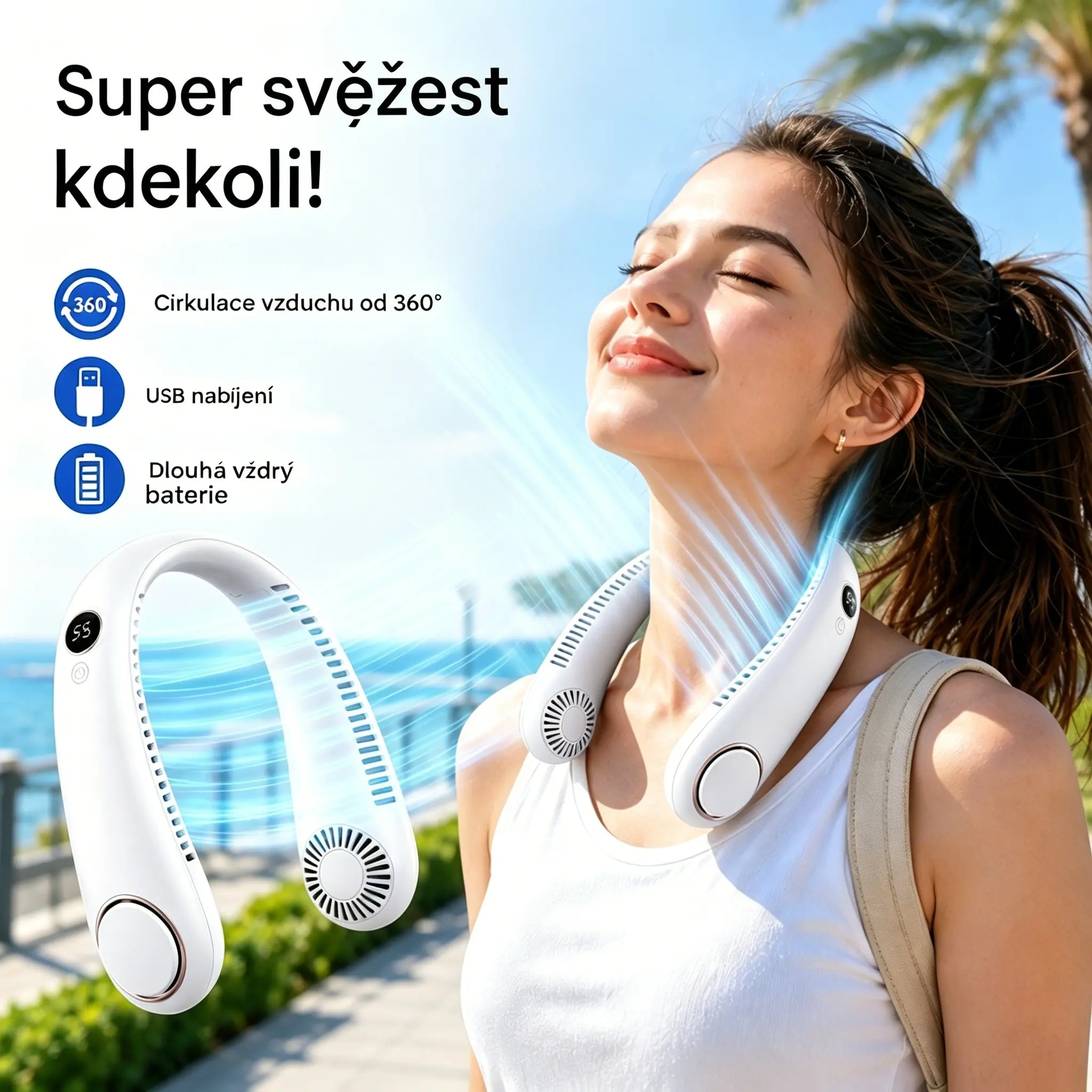 💨 Ventilátor klimatizace - Extrémně tichý, přenosný a otočný o 360° - Ideální na léto 🌞