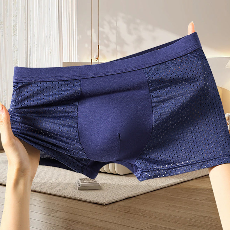 🔥【4 kusy v balení】【L-4XL】Pánské pohodlné prodyšné síťované boxerky