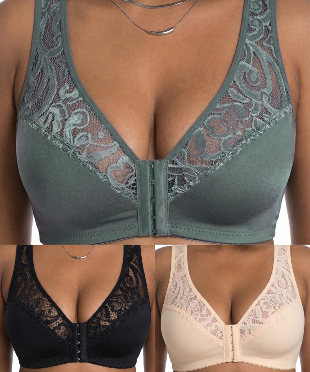 Poslední den – 50% sleva【3dílná sada】【L–4XL】plus size push-up prodyšná podprsenka bez kostic, bezšvový design s předním zapínáním