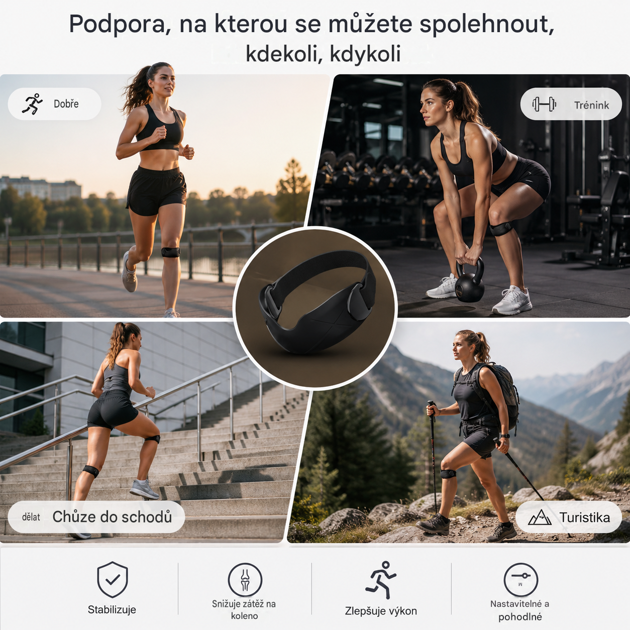 Silikonová sportovní kolenní ortéza na patellu