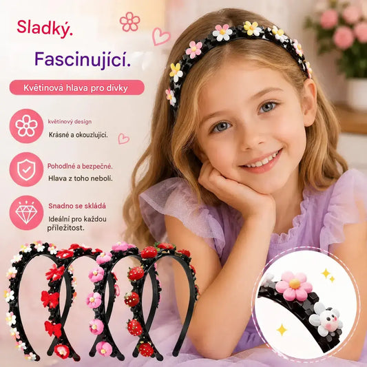 👑【5dílná sada】Dětská květinová ozdobná čelenka