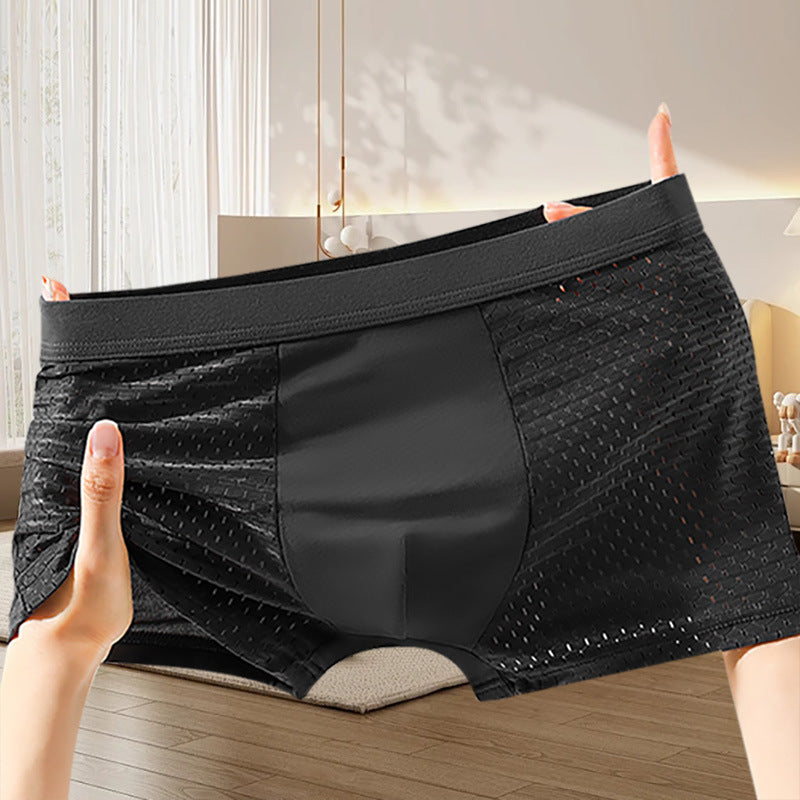🔥【4 kusy v balení】【L-4XL】Pánské pohodlné prodyšné síťované boxerky