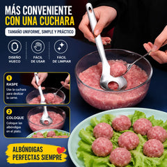 🍖 【3dílná sada】Forma na masové kuličky z nerezové oceli 304 – ideální pro přípravu masových i rybích kuliček, skvělá pro domácí vaření 🥄