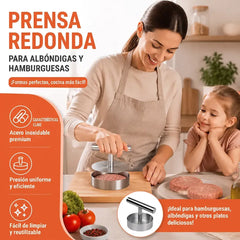 🍔 【1+1 zdarma】Lisovací forma z nerezové oceli – univerzální nástroj na burgery, masové kuličky, onigiri a placičky ✨