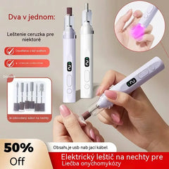 💅Elektrický pilník na nehty 2 v 1 s LED lampou (sušící lampa + 5 leštících hlavic)