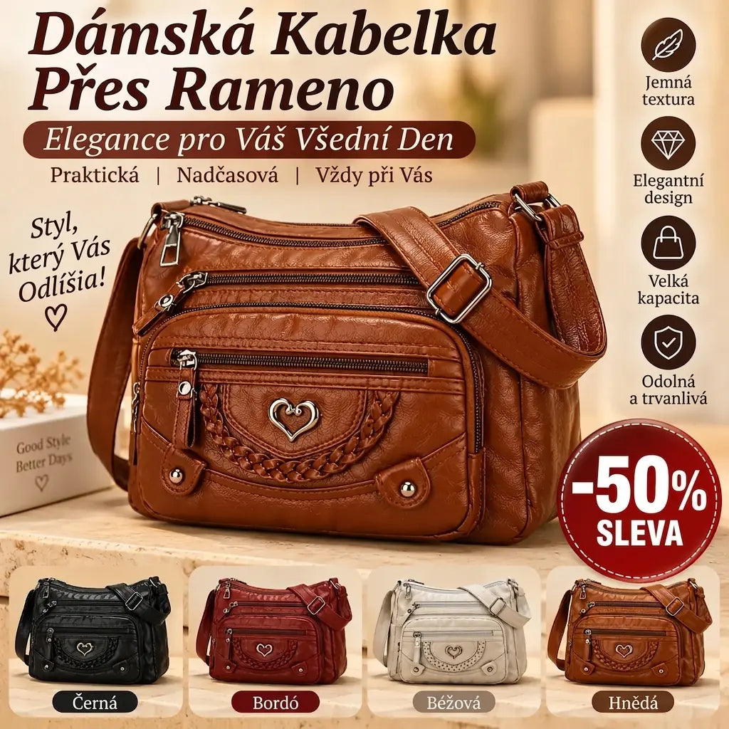Měkká PU crossbody taška pro ženy – více kapes pro perfektní organizaci