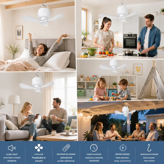 ⏰ Časově omezená nabídka: Nabíjecí stropní ventilátor s LED světlem!