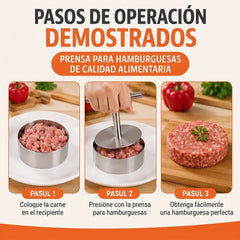 🍔 【1+1 zdarma】Lisovací forma z nerezové oceli – univerzální nástroj na burgery, masové kuličky, onigiri a placičky ✨