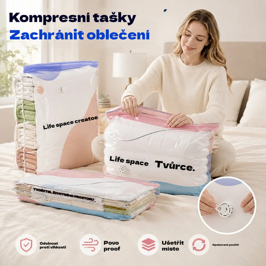 👕📦【🔥5 kusů 560 Kč】Kompresní sáčky na uložení oblečení, nevyžadují vysávání, zesílená konstrukce.