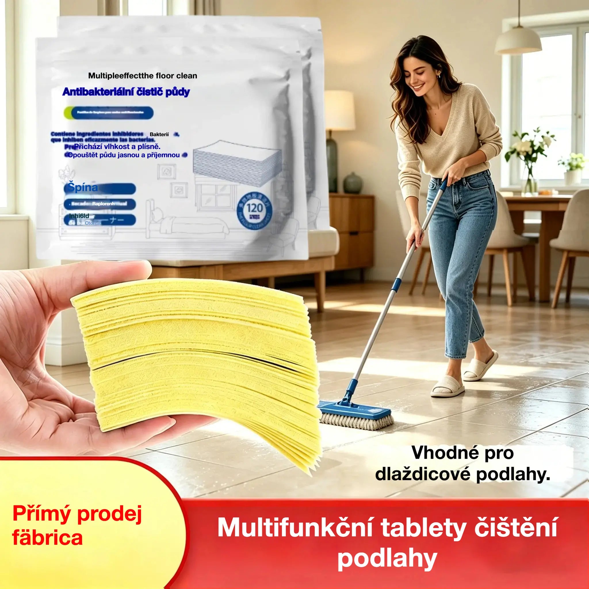 🧽✨ Víceúčelové čisticí tablety – Dlažba, Dřevěná Podlaha, váš dokonalý pomocník při úklidu!