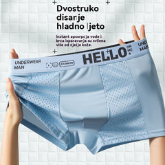 【6 kusů】Nový styl, pohodlné a prodyšné, síťované, ledové hedvábné boxerky velké velikosti