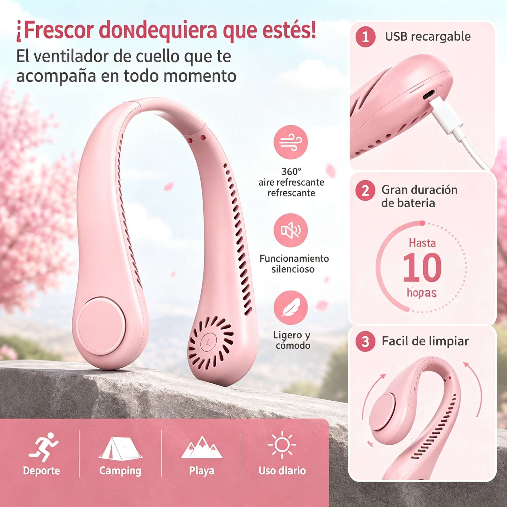 💨 Ventilátor klimatizace - Extrémně tichý, přenosný a otočný o 360° - Ideální na léto 🌞