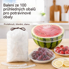 【200 kusů】Průhledná jednorázová fólie, ideální na nádoby a potraviny. Dokonale přilne, dobře utěsňuje a snadno se používá.