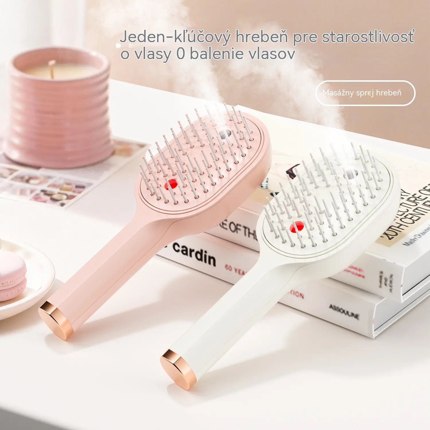 💖💨Hřeben s funkcí stříkání jedním tlačítkem, která účinně zabraňuje zamotávání vlasů.