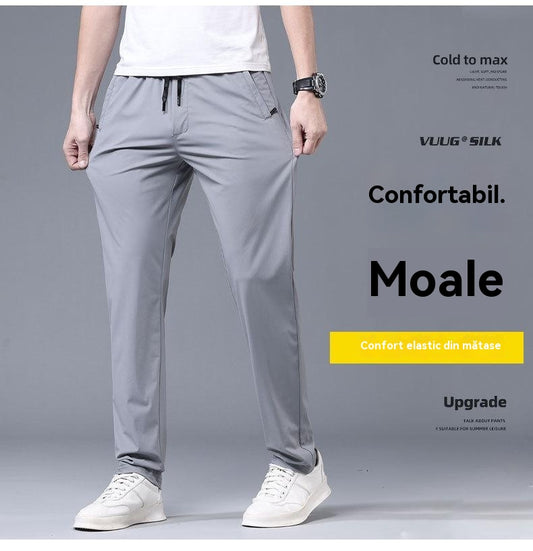 【Kupte 1 a získejte 1 zdarma 】【M–5XL】Letní tenké pánské rovné kalhoty z ledového hedvábí
