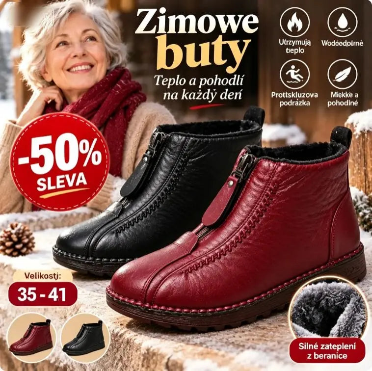 ✨ Podzimní a zimní nabídka【vel. 35–41】Dámské kotníkové zimní boty s hřejivou podšívkou pro plnější chodidla, voděodolné a protiskluzové