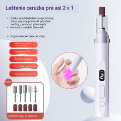 💅Elektrický pilník na nehty 2 v 1 s LED lampou (sušící lampa + 5 leštících hlavic)
